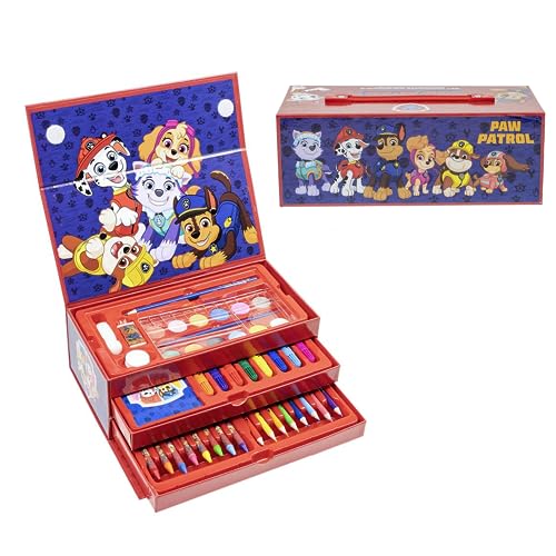 Paw Patrol Schreibwaren-Set, Enthält Buntstifte, Marker, Wasserfarben, Pinsel, Schwamm, Bleistift, Radiergummi, Bleistifte, Notizbuch, Aktentasche, Schulset für Jungen von Paw Patrol