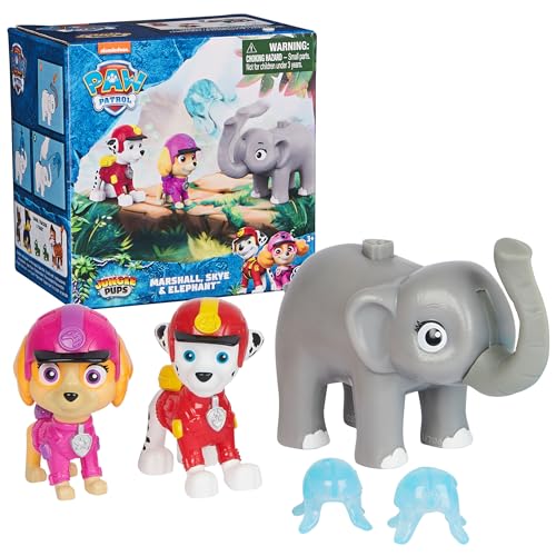 Paw Patrol: Jungle Pups Marshall, Skye & Elephant Actionfiguren mit Projektilwerfer, Kinderspielzeug für Jungen und Mädchen ab 3 Jahren von PAW PATROL