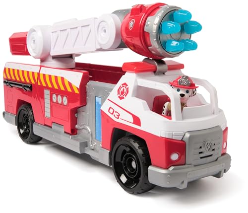 PAW Patrol Fire Rescue - Marshalls Deluxe Feuerwehr-Truck, 50 cm lang, mit Marshall Hundefigur, kleinem Feuerwehrauto, Express-Wassergeschoss-Abwurf und Licht- und Soundeffekten von PAW Patrol