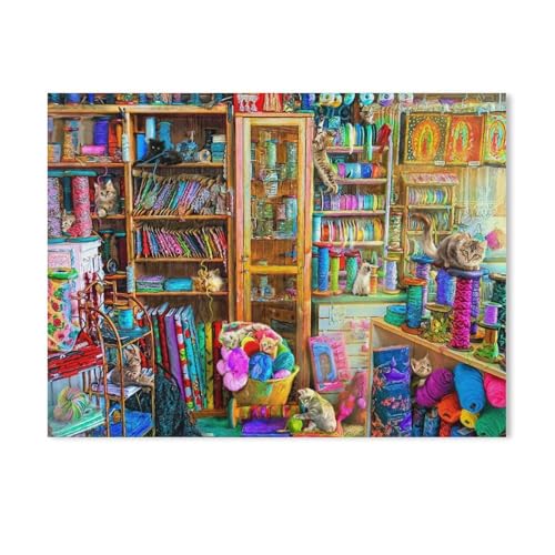 1000 Teile Puzzle Papier,Katzenparadies,Kreative Schwierige Puzzles Pädagogisches Stressfreisetzung Spielzeug Für Erwachsene Kinder，Haus Dekoration Geschenk(38x26cm)-Y10 von PAWCA