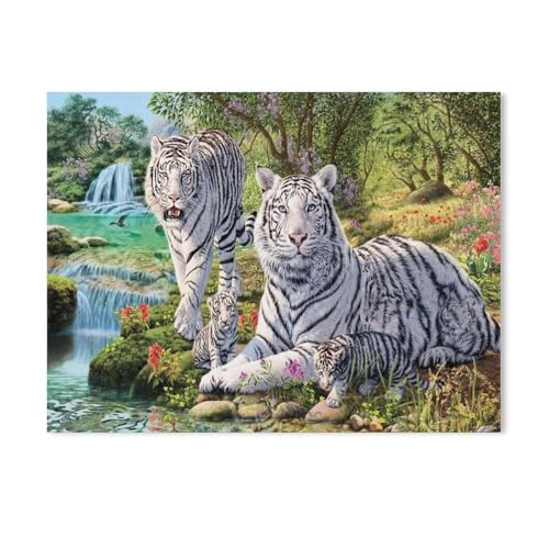 1000Pcs,weißer Tiger,Jigsaw Adult Decompression Game Puzzle Studenten Spielzeug Für Kinder Weihnachten Geburtstagsgeschenke(38x26cm)-Y4 von PAWCA