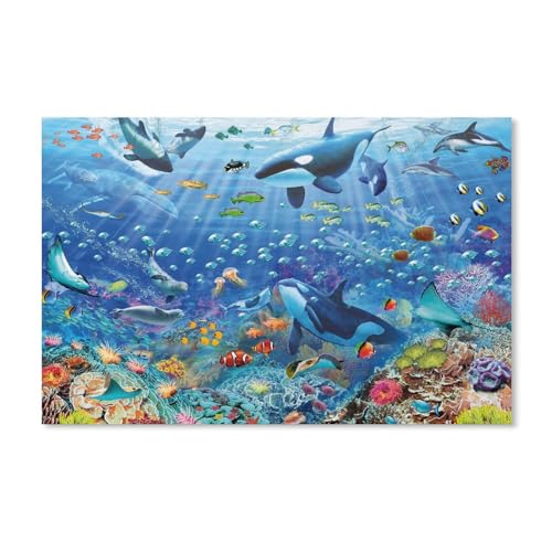 Bunter Unterwasserspaß,Puzzle 1000 Teile Holz Puzzle Geeignet Für Erwachsene Kinder Familien Stressabbau Puzzlespiele(75x50cm)-Y7 von PAWCA