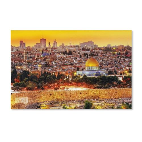 Die Dächer Jerusalems,Puzzle 1000 Teile Holz Puzzle Geeignet Für Erwachsene Kinder Familien Stressabbau Puzzlespiele(75x50cm)-Y7 von PAWCA