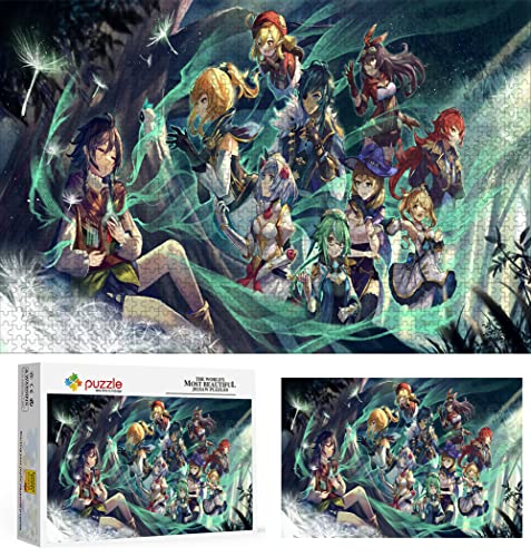 Genshin Impact Puzzle, 1000-teiliges Puzzle für Erwachsene, Klassische Puzzles, Teenager, perfektes Puzzle für Kinder, Geburtstag, Überraschung, Familie, Heimdekoration, Kunstpuzzle (38 x 26 cm). von PAWCA
