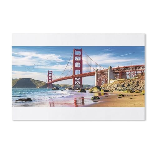 Golden Gate Brücke, San Francisco,Puzzle 1000 Teile Holz Puzzle Geeignet Für Erwachsene Kinder Familien Stressabbau Puzzlespiele(75x50cm)-Y7 von PAWCA