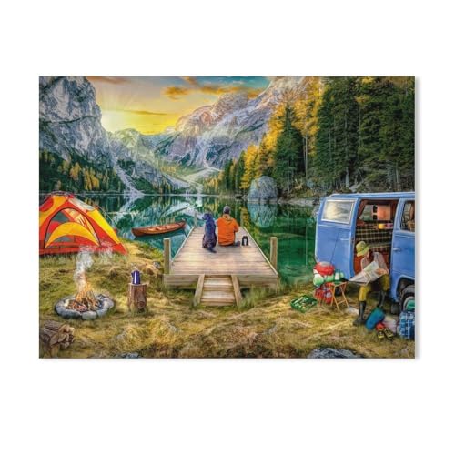 Papier Puzzle Puzzle 1000 Stück,Campingurlaub,Puzzles Lernspielzeug Für Erwachsene Geburtstagsgeschenk Home Decoration(38x26cm)-Y9 von PAWCA