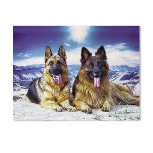 Puzzle 1000 Stück,Deutscher Schäferhund,Klassische Puzzle 3D Puzzle DIY Kit Papierspielzeug Einzigartiges Geschenk Wohnkultur(50x70cm)-Y1 von PAWCA