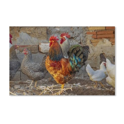 Puzzle 1000 Stück,Eine Herde Von Hähnen Und Hühnern,Für Papier Erwachsene Spielzeug Dekompression Spiel(38x26cm)-Y5 von PAWCA