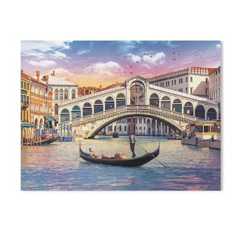Puzzle 1000 Stück,Rialtobrücke, Venedig,Klassische Puzzle 3D Puzzle DIY Kit Papierspielzeug Einzigartiges Geschenk Wohnkultur(50x70cm)-Y1 von PAWCA