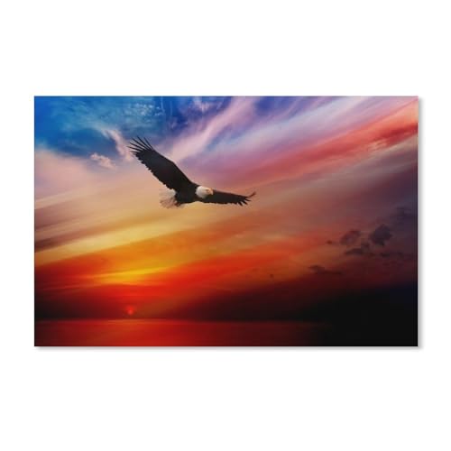 Puzzle 1000 Stück,Roter Sonnenuntergang Adler Fliegende,Klassische Puzzle 3D Puzzle DIY Kit Papierspielzeug Einzigartiges Geschenk Wohnkultur(50x70cm)-Y1 von PAWCA