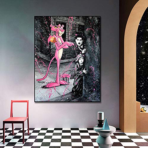 Puzzle 1000 Teile Cartoon-Graffiti-Kunst-Malerei-Kunst rosa Panther-Bild Puzzle 1000 Teile Landschaft Geschicklichkeitsspiel für die ganze Familie, farbenfrohes Platzierungssp(38X26cm) von PAWCA