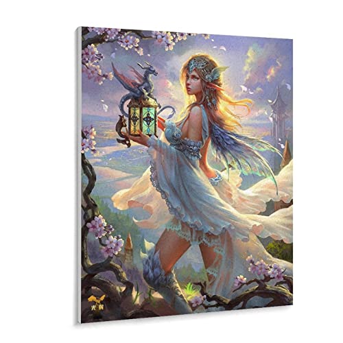 1000 Teile Puzzle - Cartoon Schönheit Engel Fee und Drachen Fantasy Bild - New York Pädagogisches Intellektuelles Stressabbau-Spielzeug für Kinder und Erwachsene (38x26cm) von PAWCA