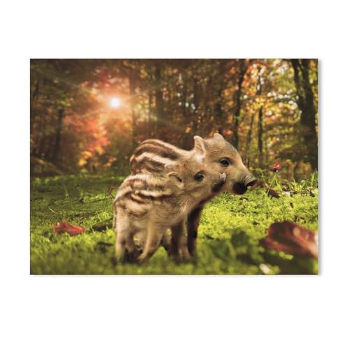 Wildschwein,Puzzle 1000 Teile Holz Puzzle Geeignet Für Erwachsene Kinder Familien Stressabbau Puzzlespiele(75x50cm)-Y7 von PAWCA