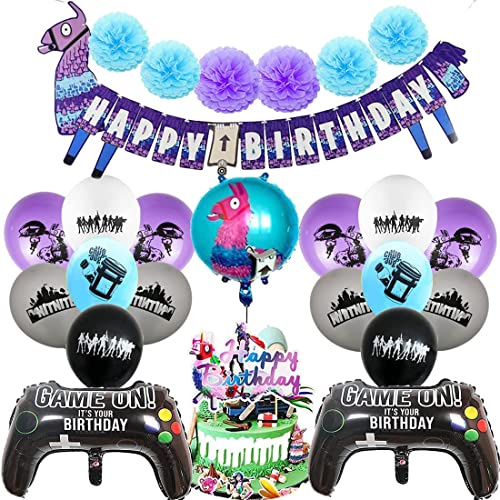 Video Gaming Spiel Partyzubehör Set,PAWT Alpaka Videospiel Party Zubehör Geburtstagsfeier mit Konfetti Luftballons, Banner für Geburtstag, Junge Kindergeburtstag, Deko Video Gaming Spiel Partyzubehör Set,PAWT Alpaka Videospiel Party Zubehör Geburtstagsfeier mit Konfetti Luftballons, Banner für Geburtstag, Junge Kindergeburtstag, Deko von PAWT