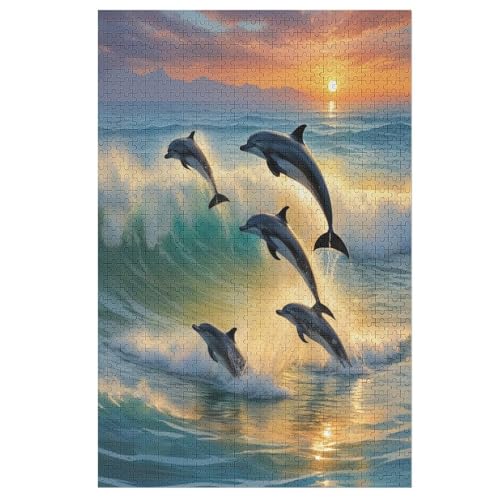 1000 Teile Puzzle Für Jugendliche,Delfin Puzzles,Erwachsenenpuzzle,Holzpuzzles,Dekompressionsspiel,Spielzeugpuzzles （78×53cm） von PAZZK