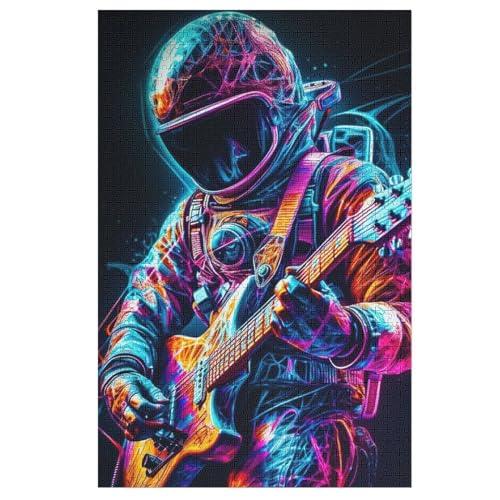 1000 Teile Puzzle Für Jungen Und Mädchen, Standard-Puzzles, Astronaut Playing Guitar -Puzzles, Familienspiele, （78×53cm） von PAZZK