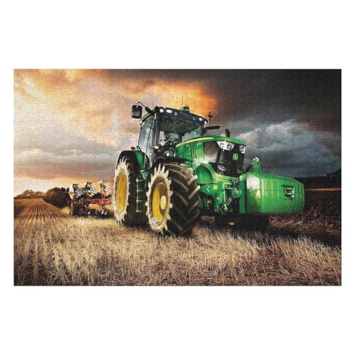 PAZZK 1000 Teile Puzzle für Erwachsene, Traktor Holzpuzzle, Experten-Level, Bauernhof-Motiv, 75x50cm, 1 Stück, ab 12 Jahren von PAZZK