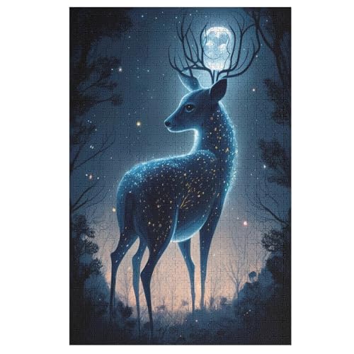 Animal Hirsch Holzpuzzle 1000 Teile Klassische Puzzles Erwachsene Kinder Puzzle DIY Kit Holzspielzeug Einzigartiges Geschenk Moderne Wohnkultur （78×53cm） von PAZZK