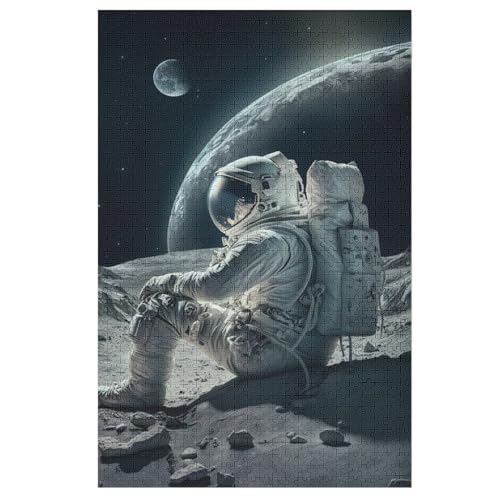 Astronaut Holzpuzzle 1000 Teile Klassische Puzzles Erwachsene Kinder Puzzle DIY Kit Holzspielzeug Einzigartiges Geschenk Moderne Wohnkultur （78×53cm） von PAZZK