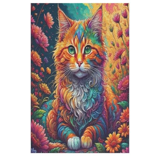Cute Katze – Puzzle 1000 Teile, Holzpuzzle, Herausforderndes Geschicklichkeitsspiel Für Die Ganze Familie, Kinder Erwachsenenpuzzle Ab 12 Jahren （78×53cm） von PAZZK
