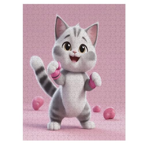 Cute Katze-Puzzle Für Erwachsene, 500 Teile, Holzpuzzle, Kinderpuzzle, Dekompressionsspiel, Spielzeugpuzzle （55×41cm） von PAZZK