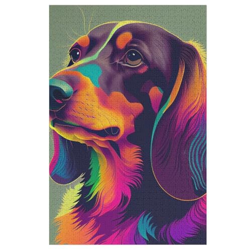 Dackelhund Puzzles 1000 Teile Erwachsener Kniffel Spaß Für Die Ganze Familie - 1000 Puzzleteilige Motive, Holzpuzzle Kinder Erwachsene, Impossible Puzzle Schwer （78×53cm） von PAZZK