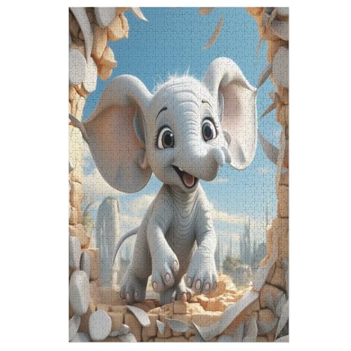 Elefant – Puzzle 1000 Teile, Holzpuzzle, Herausforderndes Geschicklichkeitsspiel Für Die Ganze Familie, Kinder Erwachsenenpuzzle Ab 12 Jahren （78×53cm） von PAZZK