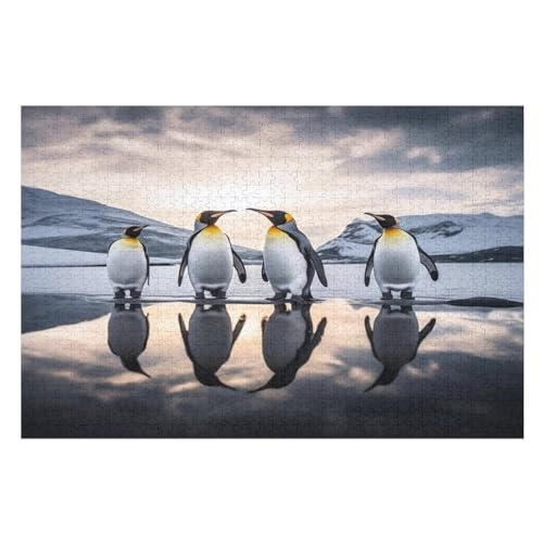 PAZZK 1000-Teiliges Pinguin Holzbrett-Puzzle, Puzzle für Erwachsene und Kinder, Geschenke, 75x50cm von PAZZK