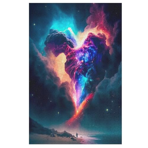 Herz 1000 Teile Puzzles Für Erwachsene Holzpuzzle Familienpuzzlespiel Stressabbau-Puzzle Für Erwachsene Kinder Ab 12 Jahren （78×53cm） von PAZZK