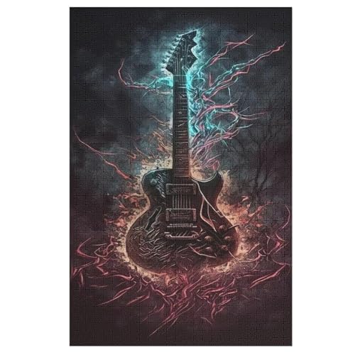 Holzpuzzle Gitarren Puzzle 1000 Teile Erwachsene Klassische Pädagogisches Spielzeug Kinder Lernspiel Herausforderndes Puzzles Raumdekoration Detailreiches Geschenk （78×53cm） von PAZZK