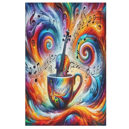 Holzpuzzle Musical Hinweis Puzzle 1000 Teile Erwachsene Klassische Pädagogisches Spielzeug Kinder Lernspiel Herausforderndes Puzzles Raumdekoration Detailreiches Geschenk （78×53cm） von PAZZK