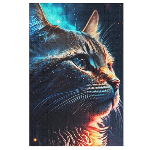 Holzpuzzles 1000 Teile Katze -Puzzle Für Jungen Und Mädchen, Schwierigkeitsgrad, Lernspiele, Familienspielzeug （78×53cm） von PAZZK