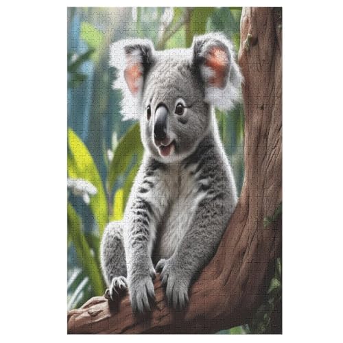 Holzpuzzles 1000 Teile Koala -Puzzle Für Jungen Und Mädchen, Schwierigkeitsgrad, Lernspiele, Familienspielzeug （78×53cm） von PAZZK