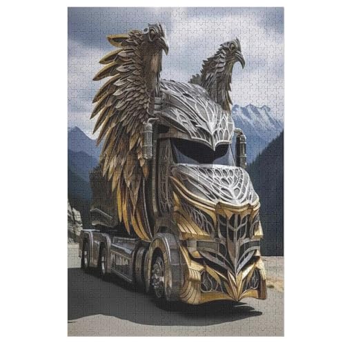 Holzpuzzles 1000 Teile LKW -Puzzle Für Jungen Und Mädchen, Schwierigkeitsgrad, Lernspiele, Familienspielzeug （78×53cm） von PAZZK