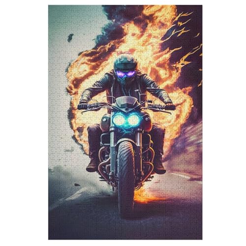 Holzpuzzles 1000 Teile Motorrad -Puzzle Für Jungen Und Mädchen, Schwierigkeitsgrad, Lernspiele, Familienspielzeug （78×53cm） von PAZZK