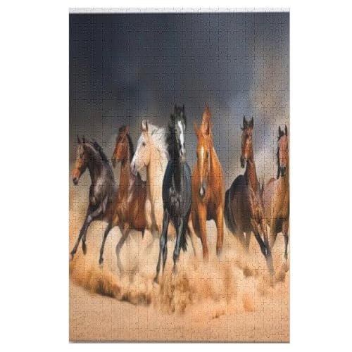 Holzpuzzles 1000 Teile Pferd -Puzzle Für Jungen Und Mädchen, Schwierigkeitsgrad, Lernspiele, Familienspielzeug （78×53cm） von PAZZK