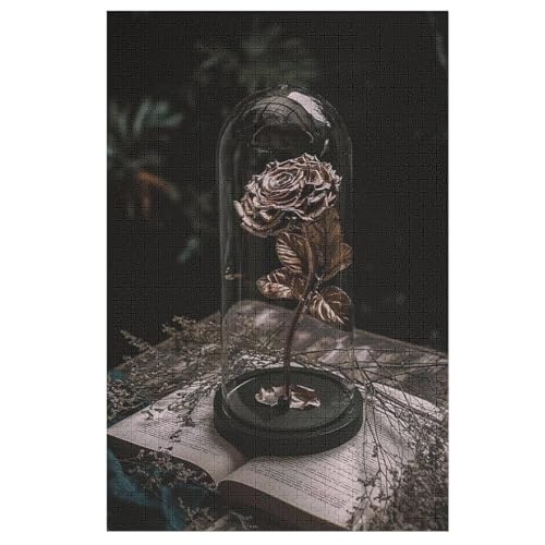Holzpuzzles 1000 Teile Rose -Puzzle Für Jungen Und Mädchen, Schwierigkeitsgrad, Lernspiele, Familienspielzeug （78×53cm） von PAZZK