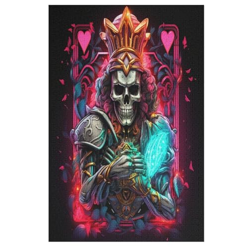 Holzpuzzles 1000 Teile Skull Poker -Puzzle Für Jungen Und Mädchen, Schwierigkeitsgrad, Lernspiele, Familienspielzeug （78×53cm） von PAZZK