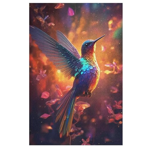 HummingVogel Color -Puzzle, 1000 Teile,Holzpuzzle Für Erwachsene Kinder, Lustiges Spielzeug, Denkspiel, Spielzeug, Bildungsspiel, Herausforderung, Pädagogisch, （78×53cm） von PAZZK