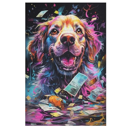 Hund Holzpuzzle 1000 Teile Klassische Puzzles Erwachsene Kinder Puzzle DIY Kit Holzspielzeug Einzigartiges Geschenk Moderne Wohnkultur （78×53cm） von PAZZK