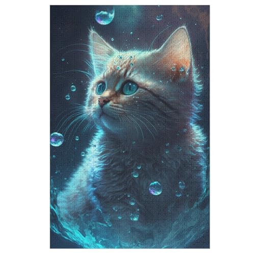 Katze 1000 Teile Premium-Puzzles Für Erwachsene Kinder- Holzpuzzles Spaß Und Lernspiele - Perfekte Puzzle-Geschenke （78×53cm） von PAZZK