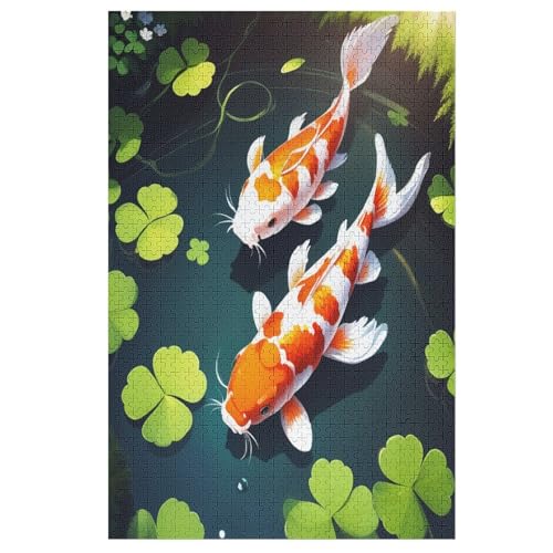 Koi Fisch 1000 Teile Premium-Puzzles Für Erwachsene Kinder- Holzpuzzles Spaß Und Lernspiele - Perfekte Puzzle-Geschenke （78×53cm） von PAZZK