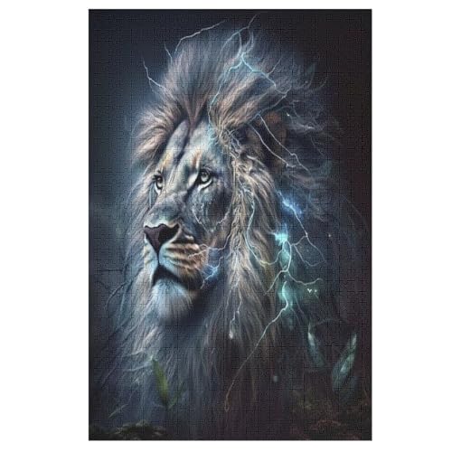 Löwe Puzzle Für Erwachsene 1000 Teile Premium 100% Recyceltes Brett Zum Lernen, Lernspielzeug, Familienspiele Kinder Holzpuzzle （78×53cm） von PAZZK