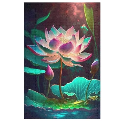 Lotus Holzpuzzle 1000 Teile Klassische Puzzles Erwachsene Kinder Puzzle DIY Kit Holzspielzeug Einzigartiges Geschenk Moderne Wohnkultur （78×53cm） von PAZZK