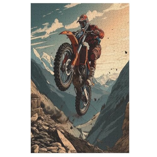 Motocross 1000 Teile Puzzles Für Erwachsene Holzpuzzle Familienpuzzlespiel Stressabbau-Puzzle Für Erwachsene Kinder Ab 12 Jahren （78×53cm） von PAZZK