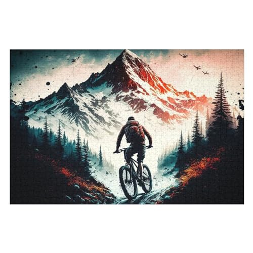 Mountainbike Puzzle Für Erwachsene,1000-teiliges Puzzle,Puzzle Für Erwachsene Und Kinder,Holzpuzzle,Lernspielzeug, （75×50cm） von PAZZK