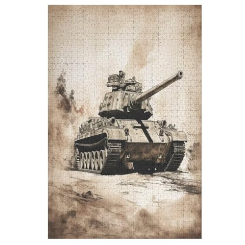 Panzer 1000 Teile Premium-Puzzles Für Erwachsene Kinder- Holzpuzzles Spaß Und Lernspiele - Perfekte Puzzle-Geschenke （78×53cm） von PAZZK