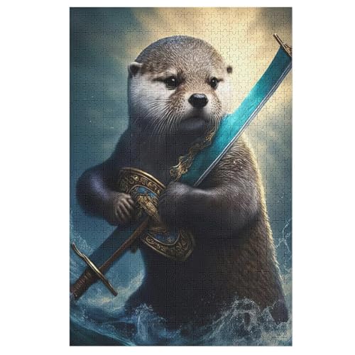 Pirat Otter Holzpuzzle 1000 Teile Klassische Puzzles Erwachsene Kinder Puzzle DIY Kit Holzspielzeug Einzigartiges Geschenk Moderne Wohnkultur （78×53cm） von PAZZK
