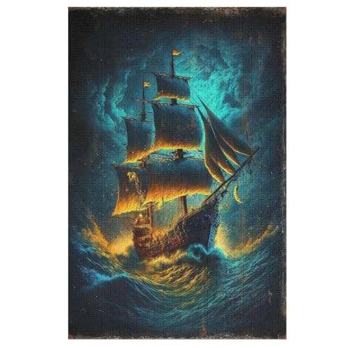 Piratenschiff-Puzzle Für Erwachsene, 1000-teilige Puzzles Für Teenager Und Kinder, Kreative Puzzles Für Die Familie, Herausfordernde Spiele, Spielzeug, Geschenke （78×53cm） von PAZZK