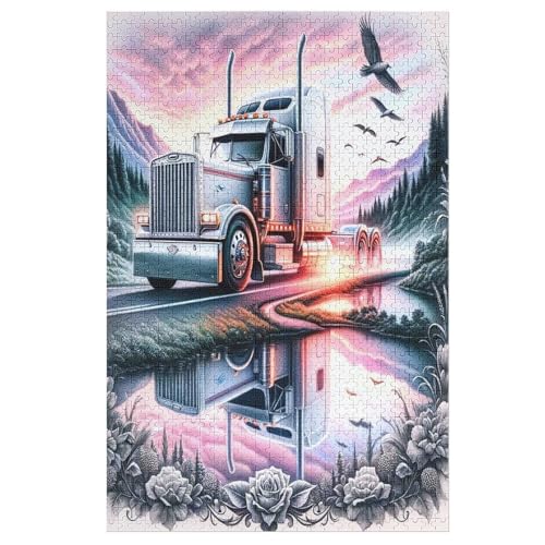 Puzzle 1000 Teile Erwachsene LKW Holzpuzzle Für Erwachsene Lernspiel Herausforderungsspielzeug 1000-teilige The Puzzles Für Erwachsene Kinder （78×53cm） von PAZZK